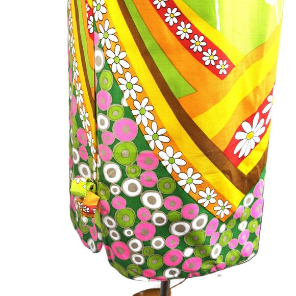 Screen Printed 60's Mod Groovy Flower Power Shift Dress Tunic MCM MOD VTG - Picture 7 of 13